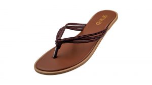 Women's Brown & Black Two Strap Slippers - M14007
